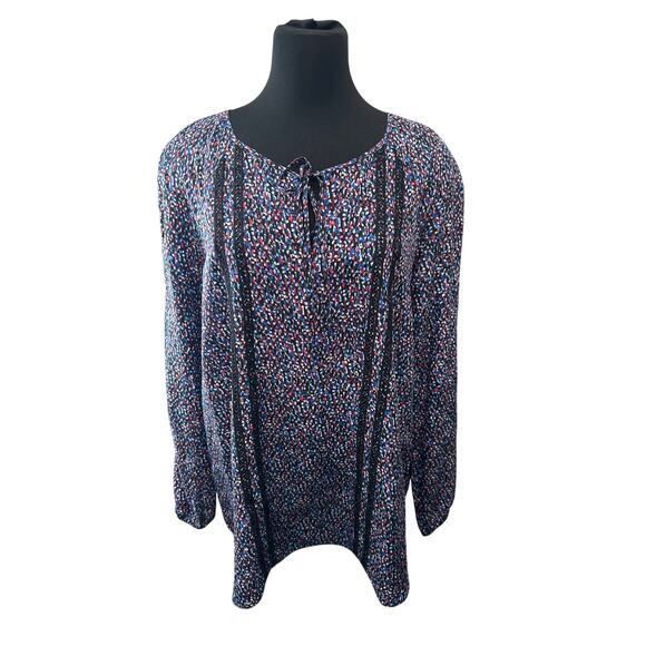 NIC + ZOE | Silk Blend Long Sleeve Blouse Top Multicolor Dot Print | Size XL - Picture 2 of 6